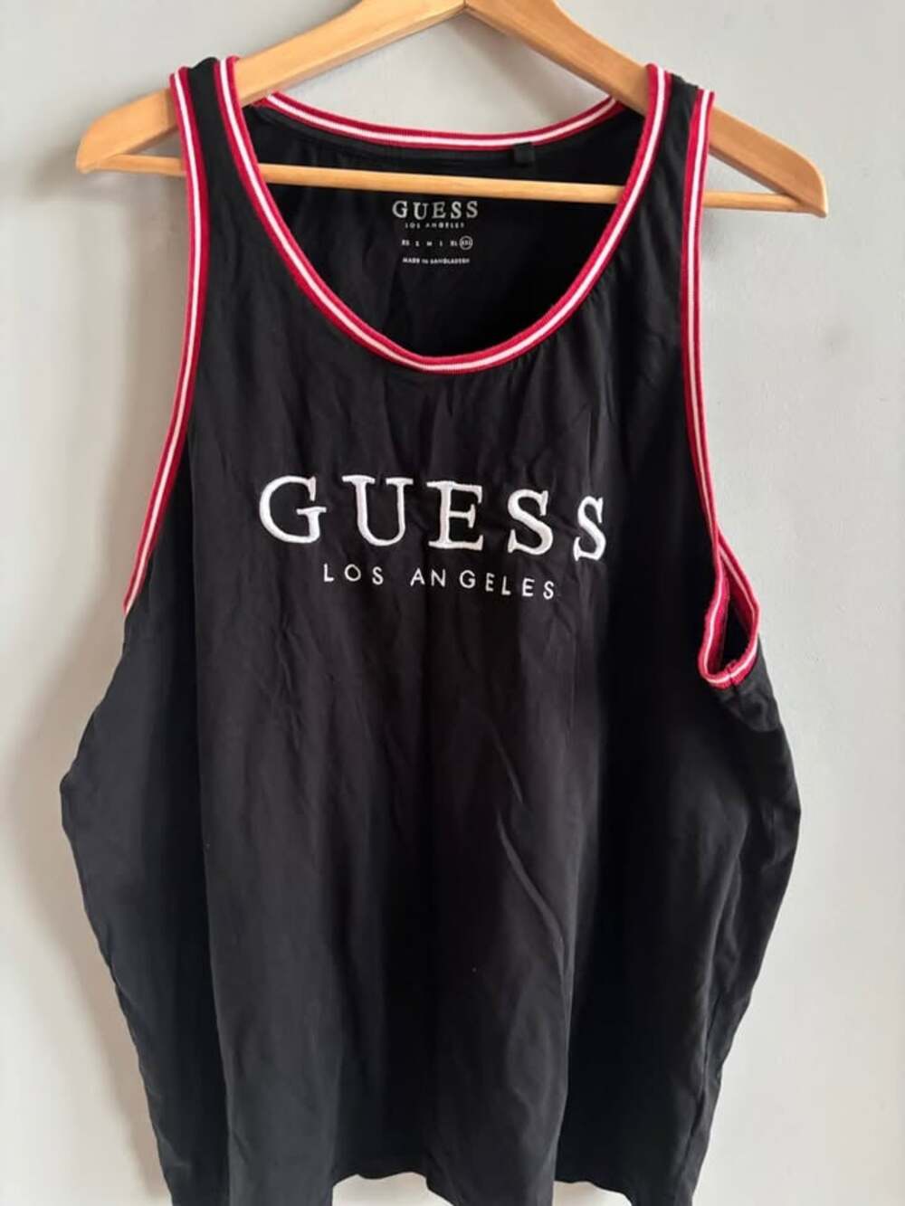 Guess Factory Men's Nichols Embroidered Logo Tank Top Jersey - Black / Red - XXL